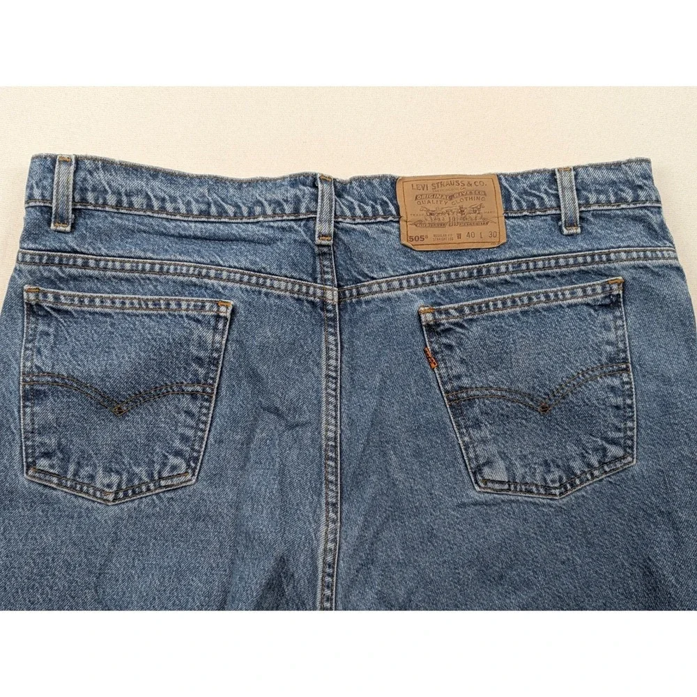 Levis‎ 505 Regular Fit Straight Leg Blue Denim Jeans Orange Tab Mens 40x30 VTG